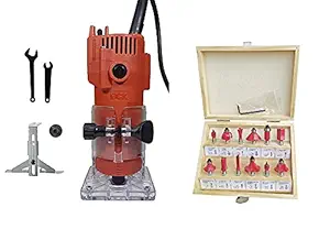 Inditrust 350 W 30000 RPM 6 mm Trimmer Router Machine Tool with 12 Bits for Wood Working
