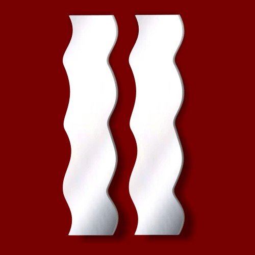 Pack of 2 Wavy Shatterproof Acrylic Safety Mirrors (30x 12cm each)