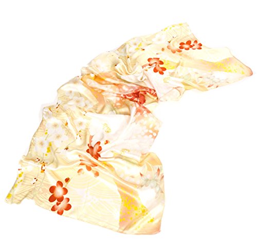 Extra Long Pure Satin Silk Women Shawl Scarf Chinese Painting Art Print