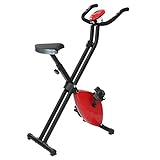 Vélo D'appartements Pliable, Magnétique, Silencieux Exercice Bike avec Affichage à LED, 8 Niveaux de Résistance, Capteur de Fréquence Cardiaque, Ergonomie Cardio Fitness (Noir-Rouge, 113x78x41cm)