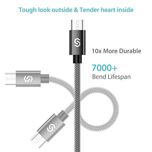 C  ble Micro USB Chargeur Samsung - Syncwire 1M 3 3ft  Lot de 2  2 4A C  ble usb Micro usb en Nylon - C  ble durable pour Samsung Galaxy S7 Edge S6 S5 S4 S3  Nokia  Huawei  Nexus  LG  Sony  HTC  Appareils Android - Gris