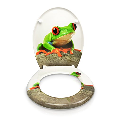 VENKON – Premium WC Sitz mit Absenkautomatik – Modell „Froschprinz“ – Toilettendeckel aus Duroplast (antibakteriell) inkl. Montagesatz (rostfreie Scharniere) - 2