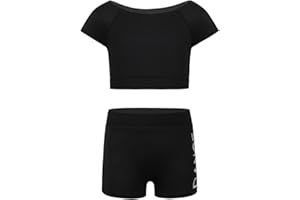 Agoky Mädchen T-Shirt kurzarm bauchfrei Tops mit kurze Hose Leggings Sport Shorts Turnhose Sportbekleidung Set Anzug Zweiteiler Kleidung Outfit