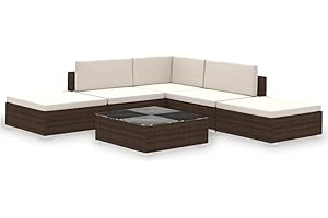 vidaXL Gartenmöbel 6-TLG. Poly Rattan Sitzgruppe Lounge Sitzgarnitur Sofa