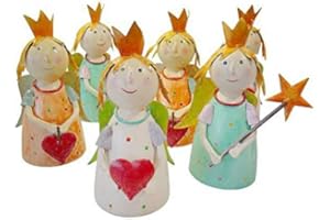 KLOCKE DEKORATIONSBEDARF Hochwertige Zaunhocker im Sparset – Pfostenhocker/Zaunfigur Metall – Gartendekoration Zaungucker – Deko Tierfiguren/Gartenfiguren (Schutzengel - 6er Set)