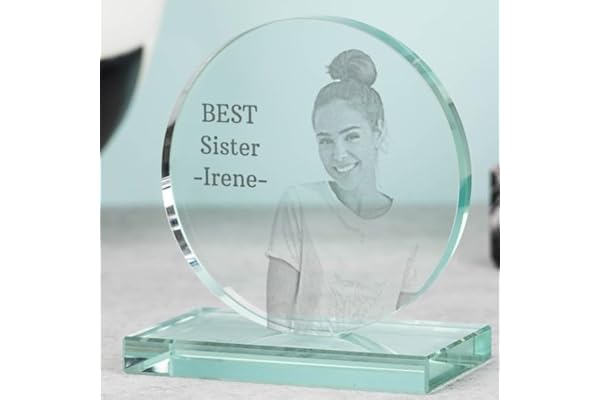 Wanapix | Trophée Personnalisé avec Nom et Texte | Verre Gravé | Trophée Personnalisé | Boîtier de Rangement Inclus | Rond