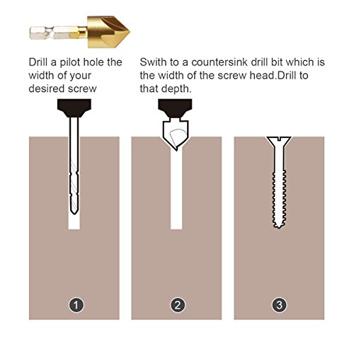 Kegelsenker Countersink Set von Baban HSS Senker Versenker Bohrer Holz Metall 6pcs 5 Flöte hat 90 ° Zähler Sinken Chamfer Cutter 1 / 4 “ 6-19mm - 6