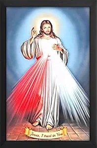 ROSE CLIO Divine Mercy Poster with Frame for Living Room, Bed Room, Office & Home D cor (Frame 13X10 Inches, Poster Size:12X9 Inches, Black)