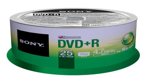 Sony 25DPR47SP DVD+R Rohlinge (16x Speed, 4,7GB, 120 Min, 25-er Stück Spindel)