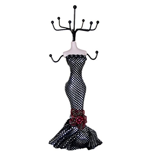 Schmucksache-Standplatz-Minikleid-Schwarz-Schmucksache-Anzeigen-Regal-Ohrring-Halsketten-Anzeigen-Halter-Kleid-Schmucksache-Ausstellungsstand-Harz-Hauptdekoration