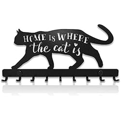 Porte-Clés Mural Sweet Home Chat Décoratif (Support à 9 Crochets), Patère en Métal pour Porte d'Entrée, Cuisine ou Garage | Rangement pour Clés de Maison, Travail, Voiture, Véhicules | Décor Vintage
