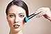 Qivange Make-up Brushes, Premium Synthetic Kabuki Make-up Brush Set Foundation Eyeshadow Blush Concealer Powder Brush Kit + Pouch ( 10pcs, Black with Blue Hair)