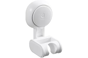 TAILI Supporto per Soffione Doccia a Ventosa senza Forare, Staffa per Soffione Doccia a Parete Regolabile in Altezza per il Bagno, Supporto per Soffione Doccia Regolabile ad Angolo Grande - Bianco