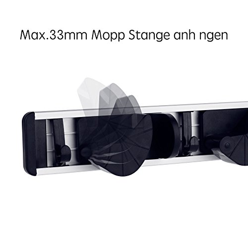 Rovtop Gerätehalter Halterung Gartengeräte mit 6 Haken und 5 Schnellspannern Wandhalterung für Mopp Besen Gartenwerkzeuge - 2
