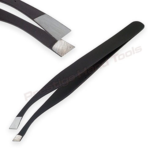 PTL® Eyebrow tweezers Professional slanted Curved hair remover saloon quality Black