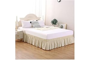 AQIGR Bettrock 180 x 200 140x200 200x200 gebürstetes Polyester, mit DREI Stoffseiten, elastischer Staub-Rüschen, leicht anzubringen, mit 45 cm Länge (Color : C, Size : 180 * 200+45cm)