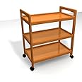 VM DECOR Solid Wood Serving Trolley for Kitchen Living Room bar cart Natural Finish