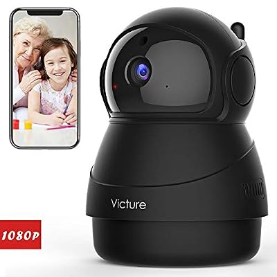 Victure Caméra de Surveillance,1080P Caméra WiFi sans Fil, Caméra Dome IP Intérieur, Vision Nocturne, Détection de Mouvement, 2 Way Audio, Pan / Tilt / Zoom pour Bébé /Aîné /Animal
