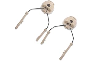 HUAER Supporto per cuffia con sospensione a binario per casco tattico, 2 pezzi in POM + acciaio inossidabile Supporto per auricolare con sospensione a binario ad arco per Peltor Comtac(Fango)