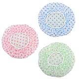 Shower Caps, Waterproof Bath Cap, Reusable Shower Caps, Environmental Protection Hair Bath Caps, 3 Pieces