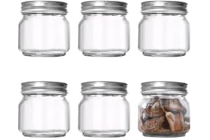 Zimoer Set di 6 Barattoli in Vetro con Coperchio 250ml – Contenitori Ermetici Trasparenti per Marmellata, Miele, Spezie, Yogurt, Dolci – Barattolini Multiuso per Cucina e Fai-da-Te