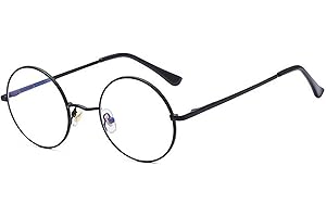 LHSDMOAT Small Round Clear Lens Lennon Style Hippie Glasses for Women Men Circle Metal Frame Halloween Non Prescription Eyeglasses