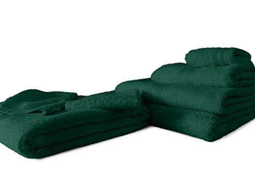 Packs zum Sparpreis – solide Frottiertücher – erhältlich in 18 modernen Farben und 8 verschiedenen Größen, 2er Pack Duschtücher (70 x 140 cm), dunkelgrün - 7