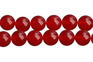 SKYBEADS Perles Calcédoine Rouge Teintées Rondes 8mm Pierre Semi Précieuse pour Bijoux Longueur 38cm environ 46 pcs