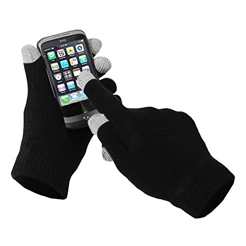 Preisvergleich Produktbild Beruehrungshandschuh - SODIAL(R) Schwarz Beruehrungshandschuh fuer Schirm beruehren itouch ipad iphone Samsung HTC usw. Art Faser hat 10 Finger