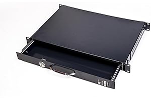 Mach Power Cassetto Porta-Oggetti con Chiave, 1U per Armadi Rack 19", profondità 300 mm, Serratura di Sicurezza, Metallo Robusto, Colore Nero