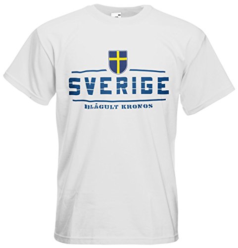 Schweden Sverige EM 2016 Fanshirt T-Shirt Trikot (Weiß, XL)