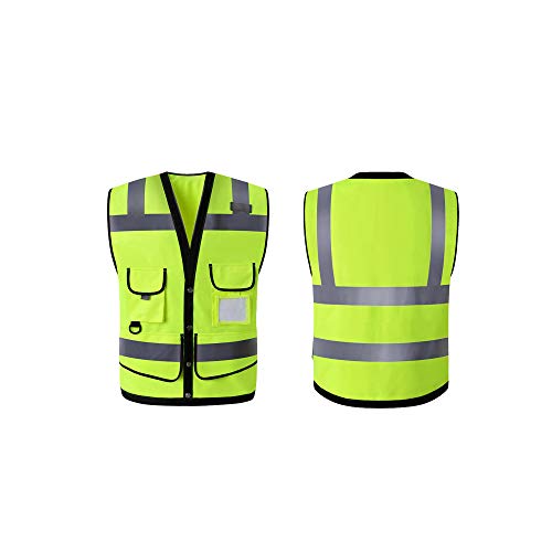 Preisvergleich Produktbild Reflektierende Jacken Reflektierende Strickjacke für Herren mit hoher Sichtbarkeit, Warnweste mit reflektierenden Streifen, fluoreszierend grün Sicherheitsweste für Arbeiten im Freien Radfahren