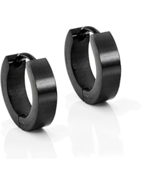 Herren Schwarz Edelstahl Unisex Reifen Huggie Ohrringe