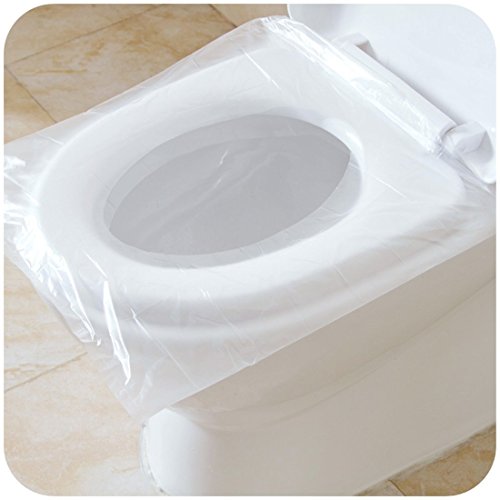 Lot de 50 Couvre-sièges pour abattant Wc antibactérien étanche jetable Portable de voyage Housse Wc pour Femme enceinte, emballage individuel