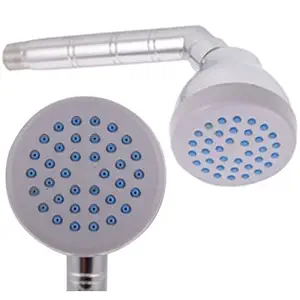 SHRUTI New Chilly Single Flow ABS Shower Head with Steel Round Shower Head arm . Overhead Bathroom Rain Shower With Rubbit Cleaning System (Chrome) with Free Wall flange And Teflon tap - 5110 , 1774 ,1375