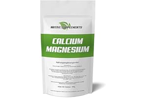 ‎NATIVE SUPPLEMENTS 600 Tabletten - Calcium & Magnesium, 1200mg Komplex Hochdosiert / Tagesdosis, Extra rein und für Veganer geeignet, Kalzium Pharmaqualität