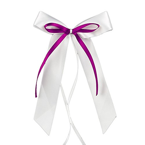Miya@ hochwertige 30 Weiss & Lila Antenneschleifen aus Satin Autoschmuck Autoschleifen Deko Hochzeit Party