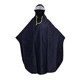 VORCOOL Homme Femme de vélo Cape de Pluie Poncho à Capuche Coupe-Vent imperméable pour Fauteuil Roulant électrique Coque extérieur Tapis de Tente de Camping avec Capuchon Transparent (Bleu Marine)