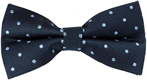 Quality Boxed Spotted Bow Tie - Pre-Tied Silk Dickie Bow - By St George Dresswear (Blue with Light Blue Spots)
