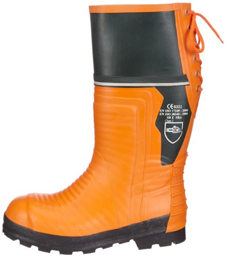 Schnittschutz-Gummistiefel, Schnittschutzklasse 2 (=24m/s), CE 0321, EN ISO 20345, Farbe: orange, verschiedene Größen - 5