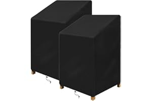 Cowhilan 2 Pack Fundas para Sillas de Jardín Impermeables, Funda para Sillas Apilables de Exterior de Tejido Oxford 210D Funda Protectora para Sillas Apilables de Patio