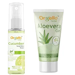 Cucumber Toner Mist Spray 100 ml + Aloe Vera Massage Gel 60 ml for men women boys girls for normal oily dry skin.
