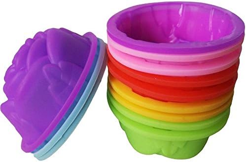 LEOFANS Pack of 12 Reusable Silicone Cupcake Muffin Cases Baking Cups Cupcake Muffin Cake Baking Cup Ice Pudding Brownies