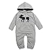 Meihuida Baby Boys Girls Long Sleeve Christmas Elk Bear Hooded Romper (80(0-6M), Grey)