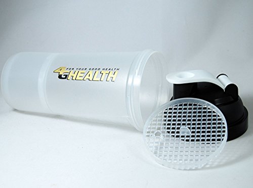 Eiweißshaker schwarz + Pulverfach Doppelpack 4G Health Eiweiß Shaker Schwarz-gold + 2 Shaker im Set als Eiweißshaker – Mixer – Cocktailshaker (2x 600ml+200ml) - 3