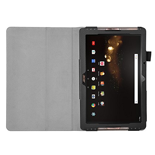 Acer Iconia Tab 10 A3-A40 hülle ,IVSO® Ultra Schlank Superleicht Ständer Slim Leder zubehör Schutzhülle für Acer Iconia Tab 10 A3-A40 Tablet PC Tablet-PC perfekt geeignet, Schwarz - 4