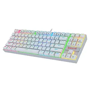 Redragon K552W-RGB 60% Mechanical Gaming Keyboard Compact 87 Key Mechanical Computer Keyboard KUMARA USB Wired Cherry MX Blue Equivalent Switches for Windows PC Gamers (White RGB Backlit)