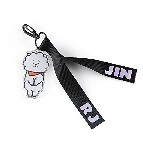 BTS BT21 Characters Mascots Line Friends | Tata, Mang, RJ, Cooky, Shooky, Koya, Chimmy | kPop band members fan keychain (RJ (Jin))