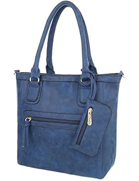 iTal-dEsiGn Damentasche Mittelgroße Schultertasche Used Optik Mit Extra Tasche Kunstleder TA-A106