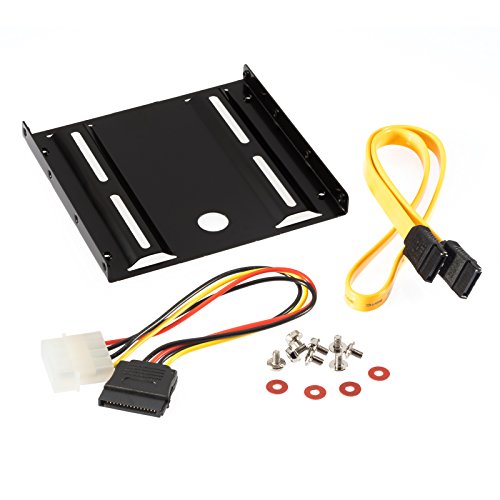 Poppstar Einbaukit, HDD SSD Einbaurahmen und Halterung für interne 2,5 Zoll Festplatten, inkl. Schrauben, Sata 3 Daten und Stromkabel